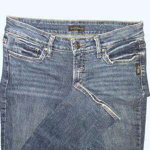 Silver Jeans Women 29x35 (Actual 32x34) Elyse Slim Boot Stretch Denim Distressed